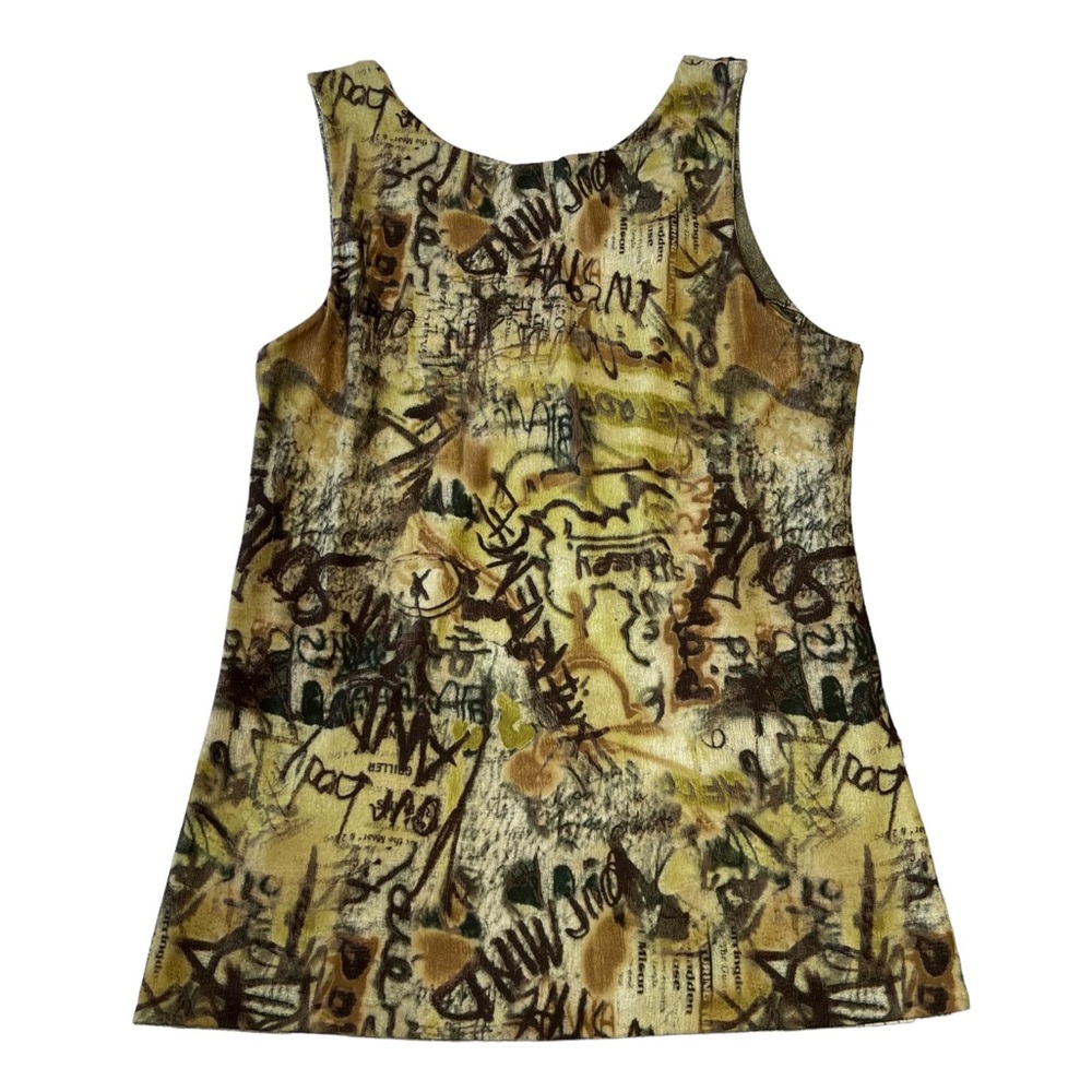 Vintage 90s Cyber Grunge Green Denim Print Tank and Midi Maxi Ruffle Skirt Set - Picture 8 of 14